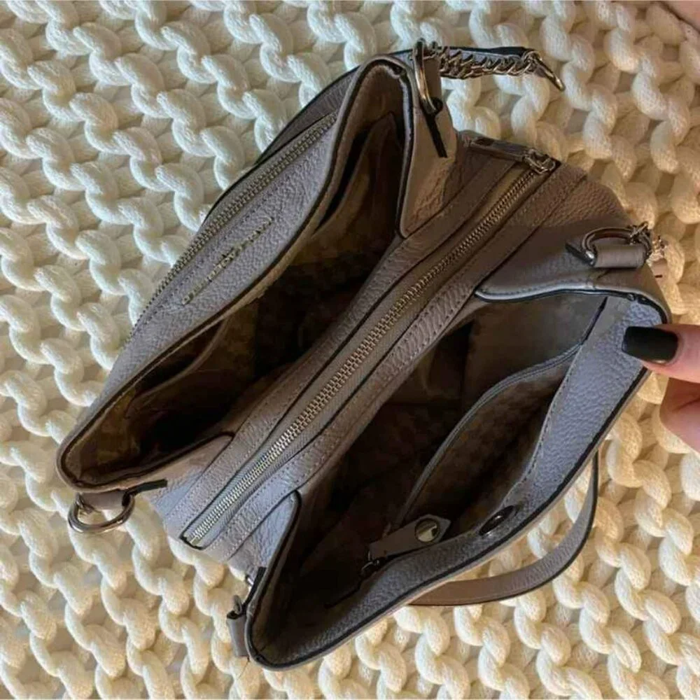 KARL LAGERFELD MAKE OFFER!!! Paris Bouquet Triple Entry Leather Tote Storm Cloud - Picture 6 of 10